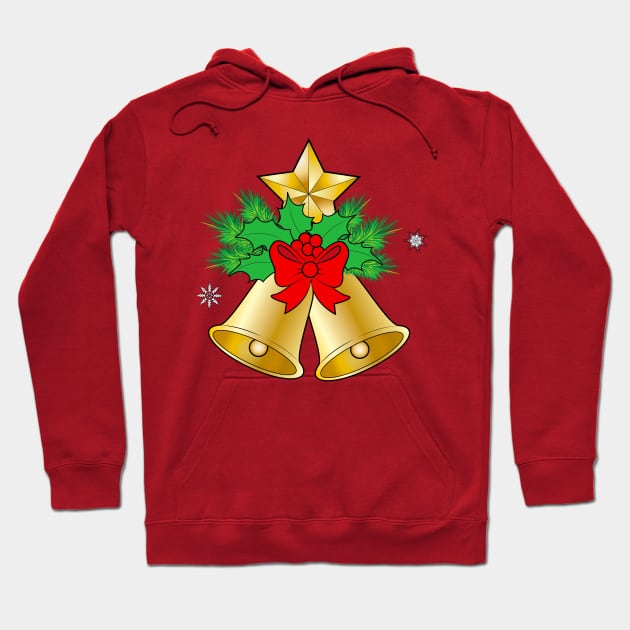 Gold Christmas Bells Decoration with Bow Hoodie by PenguinCornerStore